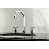 Millennium Two-Handle 3-Hole Deck Mount Widespread Bathroom Faucet with Brass Pop-Up