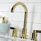 NuvoFusion Two-Handle 3-Hole Deck Mount Widespread Bathroom Faucet with Brass Pop-Up