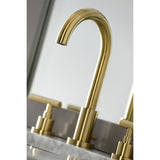 Manhattan Two-Handle 3-Hole Deck Mount Widespread Bathroom Faucet with Brass Pop-Up Drain