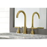 Manhattan Two-Handle 3-Hole Deck Mount Widespread Bathroom Faucet with Brass Pop-Up Drain