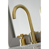 Concord Two-Handle 3-Hole Deck Mount Widespread Bathroom Faucet with Brass Pop-Up