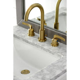 Centurion Two-Handle 3-Hole Deck Mount Widespread Bathroom Faucet with Brass Pop-Up Drain