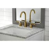 Centurion Two-Handle 3-Hole Deck Mount Widespread Bathroom Faucet with Brass Pop-Up Drain