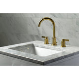 NuvoFusion Two-Handle 3-Hole Deck Mount Widespread Bathroom Faucet with Brass Pop-Up