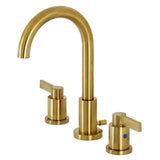 NuvoFusion Two-Handle 3-Hole Deck Mount Widespread Bathroom Faucet with Brass Pop-Up
