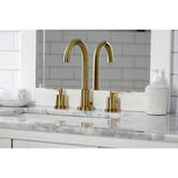 Serena Two-Handle 3-Hole Deck Mount Widespread Bathroom Faucet with Brass Pop-Up Drain