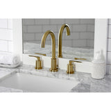 Serena Two-Handle 3-Hole Deck Mount Widespread Bathroom Faucet with Brass Pop-Up Drain