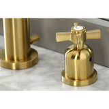 Millennium Two-Handle 3-Hole Deck Mount Widespread Bathroom Faucet with Brass Pop-Up