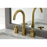 Millennium Two-Handle 3-Hole Deck Mount Widespread Bathroom Faucet with Brass Pop-Up