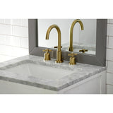 Millennium Two-Handle 3-Hole Deck Mount Widespread Bathroom Faucet with Brass Pop-Up