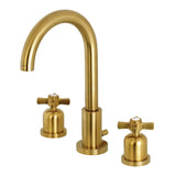 Millennium Two-Handle 3-Hole Deck Mount Widespread Bathroom Faucet with Brass Pop-Up