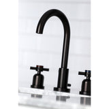 Concord Two-Handle 3-Hole Deck Mount Widespread Bathroom Faucet with Brass Pop-Up