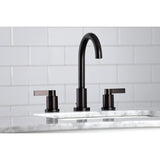 NuvoFusion Two-Handle 3-Hole Deck Mount Widespread Bathroom Faucet with Brass Pop-Up