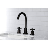 Millennium Two-Handle 3-Hole Deck Mount Widespread Bathroom Faucet with Brass Pop-Up