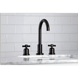 Millennium Two-Handle 3-Hole Deck Mount Widespread Bathroom Faucet with Brass Pop-Up