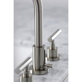 Manhattan Two-Handle 3-Hole Deck Mount Widespread Bathroom Faucet with Brass Pop-Up Drain