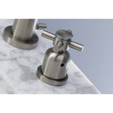Concord Two-Handle 3-Hole Deck Mount Widespread Bathroom Faucet with Brass Pop-Up
