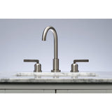 Centurion Two-Handle 3-Hole Deck Mount Widespread Bathroom Faucet with Brass Pop-Up Drain
