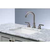 Centurion Two-Handle 3-Hole Deck Mount Widespread Bathroom Faucet with Brass Pop-Up Drain
