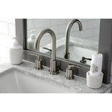 Serena Two-Handle 3-Hole Deck Mount Widespread Bathroom Faucet with Brass Pop-Up Drain