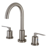 Serena Two-Handle 3-Hole Deck Mount Widespread Bathroom Faucet with Brass Pop-Up Drain