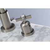 Millennium Two-Handle 3-Hole Deck Mount Widespread Bathroom Faucet with Brass Pop-Up