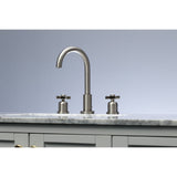 Millennium Two-Handle 3-Hole Deck Mount Widespread Bathroom Faucet with Brass Pop-Up