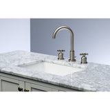 Millennium Two-Handle 3-Hole Deck Mount Widespread Bathroom Faucet with Brass Pop-Up
