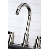 NuvoFusion Two-Handle 3-Hole Deck Mount Widespread Bathroom Faucet with Brass Pop-Up