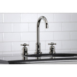 Millennium Two-Handle 3-Hole Deck Mount Widespread Bathroom Faucet with Brass Pop-Up