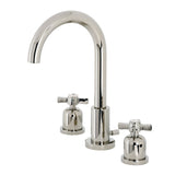 Millennium Two-Handle 3-Hole Deck Mount Widespread Bathroom Faucet with Brass Pop-Up