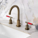 Kaiser Two-Handle 3-Hole Deck Mount Widespread Bathroom Faucet with Brass Pop-Up