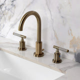 Kaiser Two-Handle 3-Hole Deck Mount Widespread Bathroom Faucet with Brass Pop-Up
