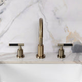 Kaiser Two-Handle 3-Hole Deck Mount Widespread Bathroom Faucet with Brass Pop-Up