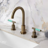 Kaiser Two-Handle 3-Hole Deck Mount Widespread Bathroom Faucet with Brass Pop-Up