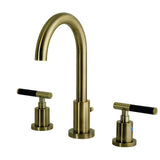 Kaiser Two-Handle 3-Hole Deck Mount Widespread Bathroom Faucet with Brass Pop-Up