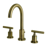 Manhattan Two-Handle 3-Hole Deck Mount Widespread Bathroom Faucet with Brass Pop-Up