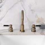 Kaiser Two-Handle 3-Hole Deck Mount Widespread Bathroom Faucet with Brass Pop-Up