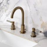 Kaiser Two-Handle 3-Hole Deck Mount Widespread Bathroom Faucet with Brass Pop-Up