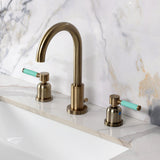 Kaiser Two-Handle 3-Hole Deck Mount Widespread Bathroom Faucet with Brass Pop-Up