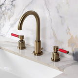 Kaiser Two-Handle 3-Hole Deck Mount Widespread Bathroom Faucet with Brass Pop-Up
