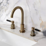 Kaiser Two-Handle 3-Hole Deck Mount Widespread Bathroom Faucet with Brass Pop-Up