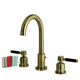 Kaiser Two-Handle 3-Hole Deck Mount Widespread Bathroom Faucet with Brass Pop-Up
