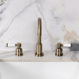 Paris Two-Handle 3-Hole Deck Mount Widespread Bathroom Faucet with Brass Pop-Up