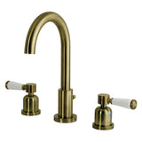 Paris Two-Handle 3-Hole Deck Mount Widespread Bathroom Faucet with Brass Pop-Up