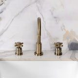 Concord Two-Handle 3-Hole Deck Mount Widespread Bathroom Faucet with Brass Pop-Up
