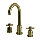 Concord Two-Handle 3-Hole Deck Mount Widespread Bathroom Faucet with Brass Pop-Up