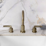 Centurion Two-Handle 3-Hole Deck Mount Widespread Bathroom Faucet with Brass Pop-Up
