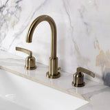 Centurion Two-Handle 3-Hole Deck Mount Widespread Bathroom Faucet with Brass Pop-Up
