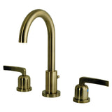 Centurion Two-Handle 3-Hole Deck Mount Widespread Bathroom Faucet with Brass Pop-Up